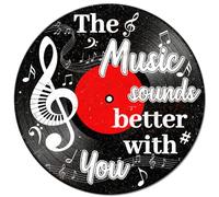 GLOBLELAND Vintage Round Music Record Metal Tin Sign 10.63x8.66inch Retro Funny Album Plaque Wall Decoration Vinyl Records Album Metal Wall Art Decor for Home Kitchen Cafes Bars Artist Studio