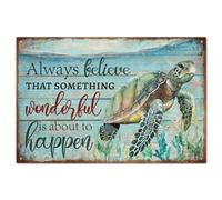 GLOBLELAND Vintage Sea Turtle Metal Tin Sign for Garage Personalized Signs Garden Cave Signs Art Plaque Poster Wall Decor for Home Kitchen Bar Club Coffee Shop Orchard Decoration 8×12inch