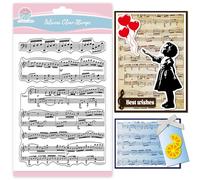 GLOBLELAND Vintage Sheet Music Background Clear Stamps for Card Making Music Notes Lace Silicone Clear Stamps Words Transparent Stamp Seal for DIY Scrapbooking