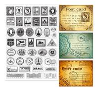 GLOBLELAND Vintage Stamps - Clear Transparent Silicone Stamps for DIY Scrapbooking Decor - Letters, Postcards, Cards & Album Decor - 21x29.7cm