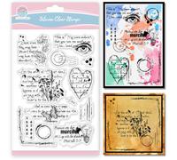 GLOBLELAND Vintage Text Background Clear Stamps for Scrapbooking Wildflowers Butterflies Silicone Stains Transparent Stamp for Card Making DIY Embossing Journaling