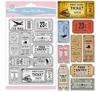 GLOBLELAND Vintage Ticket Clear Stamp for Scrapbooking Train Airplane Tickets Silicone Stamps Tag Frame Transparent Stamp for Card Making DIY Embossing Journaling
