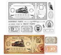 GLOBLELAND Vintage Train Ticket Clear Stamps for DIY Scrapbooking Retro Postmark Silicone Clear Stamp Seals Transparent Stamps for Cards Making Photo Album Journal Home Decoration