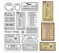 GLOBLELAND Vintage Travel Ticket Clear Stamps 21x14.8cm/8.3x5.8inch Air Train Ticket Postage Silicone Clear Stamp Seals for Cards Making DIY Scrapbooking Photo Journal Album Decoration