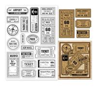 GLOBLELAND Vintage Travel Tickets Clear Stamps for Cards Making Retro Journey Postage Clear Stamp Seals 5.83x8.27inch Transparent Stamps for DIY Scrapbooking Photo Album Journal Home Decoration