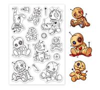 GLOBLELAND Voodoo Doll Clear Stamps for Cards Making Gothic Doll Silicone Clear Stamp Seals for DIY Scrapbooking Photo Album Journal Home Decoration