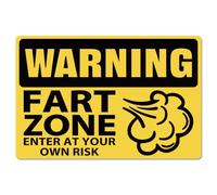 GLOBLELAND "Warning Fart Zone Enter At Your Own Risk" Tin Sign Warning Metal Tin Sign Metal Vintage Sign 12×8inch Funny Wall Decor Tin Signs for Home Farm Bar Coffee Shop Club Decoration