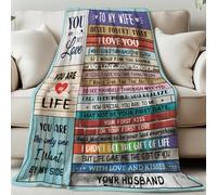 GLOBLELAND Wife Romantic Wedding Anniversary Copywriting Throw for Wife Gift 59×51 inch You Are My Love Soft Cozy Flannel Blanket Washable Fuzzy Throw Blanket for Home Office Bed Sofa