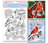 GLOBLELAND Winter Christmas Cardinal Clear Stamps for Crafting Making Red Birds Transparent Stamp Plants Silicone Stamps Seal for Christmas Cards Making DIY Scrapbooking Photo Album Decor