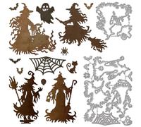 GLOBLELAND Witch Cutting Dies for Card Making Poison Furnace Metal Die Cuts Cat Bat Ghost Die Cut Dies for Witch Festival DIY Embossing Scrapbooking Halloween Paper Crafts Decor