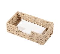 GLOBLELAND Woven Paper Rope Napkin Basket 9.25"x5.1" Natural Rattan Style Tissue Box Tray Rectangular Wicker Organizer for Facial Tissues Guest Towels, Kitchen Countertop Bathroom Vanity Tan