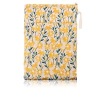GLOBLELAND Yellow Daisy Embroidered Book Sleeve 12×9.5inch | Flowers Books Protector With Zipper With Handle For Paperback and Hardcover Gifts for Lovers Women Birthday