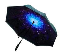 Globly Reversible Windproof Umbrella with Reverse Opening with Button, Multicoloured, Black
