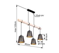 Luminosa Lighting Luminosa Ablona Bar Pendant Ceiling Light Matt Black 4X E27