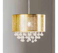 Globo Amy pendant light with plastic crystals, gold
