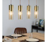 Globo Annika hanging light, 4-bulb, matt brass