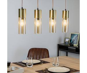 Globo Annika hanging light, 4-bulb, matt brass