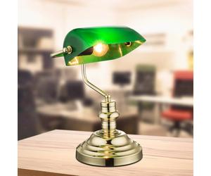 Globo Antique table lamp, brass/green, height 36 cm, metal