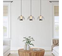 Globo Aros LED pendant light, smoke grey, length 68 cm, plastic