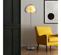 Globo Avila LED floor lamp, smoky grey/black, glass, CCT, dimmable