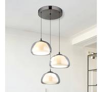 Globo Avila LED hanging light, smoky grey/black, glass, CCT, dimmable