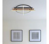Globo Beatrix LED ceiling light, length 44 cm, wood/black, wood