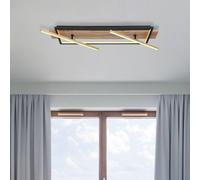 Globo Beatrix LED ceiling light, length 81.5 cm, wood/black, wood