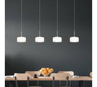 Globo Belinda LED pendant light, length 105 cm, white, 4-bulb, glass