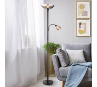 Luminosa Lighting Luminosa Blade Mother & Child Lamp Matt Black Smoke Glass Shade 1X E27