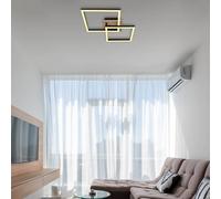 Globo Bossy LED ceiling lamp, length 53, black/dark wood, wood
