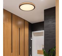 Globo Bruno LED ceiling light with wooden frame CCT Ø 30 cm