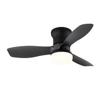 GLOBO Ceiling Fan, Plastic, Black, Matt, Multiple Levels via Wall Switch, Colour Fixable, Memory Function, Night Light, Timer, Remote Control, Battery