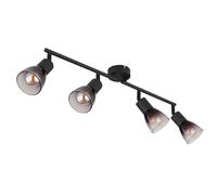 Luminosa Lighting Luminosa Satella Ceiling Spotlight Bar Matt Black Smoke Glass Shade 4X E14
