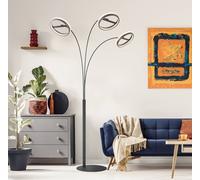 Globo Della LED floor lamp, height 190 cm, black/dark grey, 3-bulb