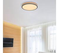Globo Doro LED ceiling lamp, Ø 45 cm, dark graphite/wood, wood, CCT