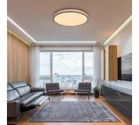 Globo Doro LED ceiling lamp, Ø 60 cm, dark graphite/wood, wood, CCT