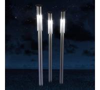 Globo Fania stainless steel ground spike solar light, set of 3