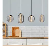 Globo Fluoro LED hanging light, smoke grey, length 120 cm, 4-bulb.