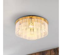 Globo Gorley ceiling light, gold-coloured/opal, Ø 50 cm, metal/glass