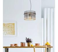 Globo Gorley hanging light, smoky grey/black, Ø 40 cm, glass, E27
