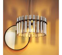 Globo Gorley II pendant light, smoky grey/black, glass, 38 cm, E27