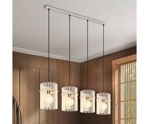 Globo Gorley pendant light, white/sand, glass, 110 cm, 4-bulb, E27