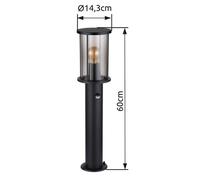 Globo Gracey path light, black, sensor, 60 cm, IP54, E27