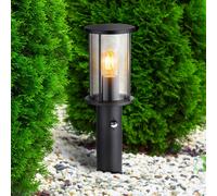 Globo Gracey pillar light, black, sensor, 45 cm, IP54, E27