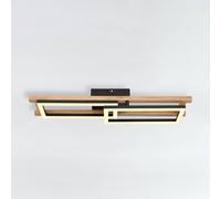 Globo Illa LED ceiling light, wood design, length 69cm
