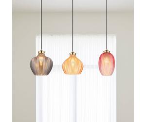 Globo Jessica hanging light, length 90 cm, colourful, 3-bulb, glass