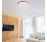Globo LED ceiling lamp Doro Ø 45 cm wood dark/white