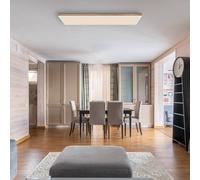 Globo LED ceiling lamp Doro, length 120 cm, dark wood, wood, CCT