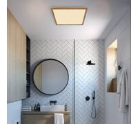 Globo LED ceiling light Sapana, length 29.5 cm, wood look