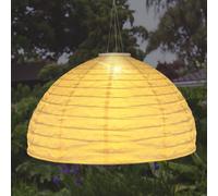Globo LED pendant light 33982, white, linen, plastic